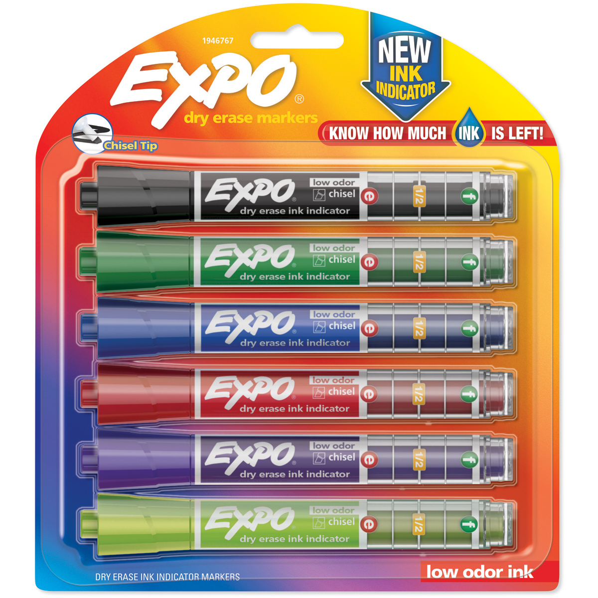 Expo Ink Indicator Dry Erase Chisel Markers 6/PkgBlack, Blue, Red