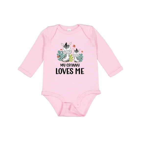 Inktastic Zebra My Granny Loves Me Boys or Girls Long Sleeve Baby Bodysuit