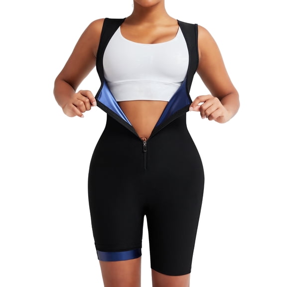 MISS COCOLI Sauna Suit for Women Sweat Vest Waist Trainer Workout Slimming Full Body Shaper Zipper Sleeveless
