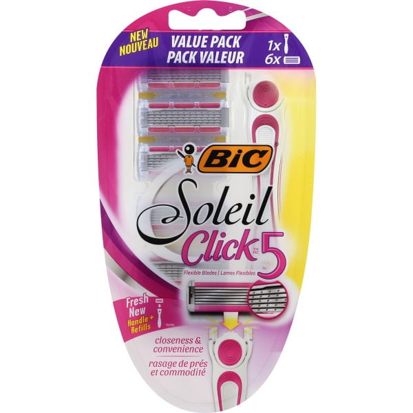 BIC Soleil Click 5 Women's 5Blade Disposable Razor, 1 Handle and 6
