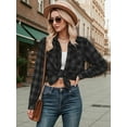 thumbnail image 3 of OALUXE Plaid Shirts for Women Roll Up Long Sleeve Casual Button Down Blouses Tops with Pockets, 3 of 7