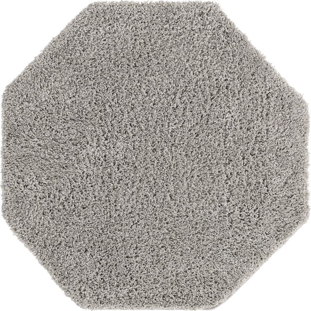 Unique Loom Everyday Shag Plush Area Rug 4' x 4' Octagon in Light Green
