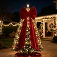 thumbnail image 4 of Sahpxhe Thick Velvet Large Christmas Bow Decorations with 180cm Streamers for Xmas Tree Doorway Fireplace Holiday Decor, 4 of 6