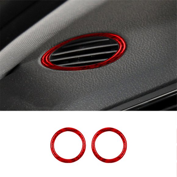 Autocollant Intérieur de Voiture en Fibre de Carbone Doux et Lumineux, Décoration 2 Pcs, Tableau de Bord Rouge en Fibre de Carbone, Couvercle de Bouche d'Aération pour Volkswagen Jetta SedanAuto, Protection de Voiture, Accessoires Intérieurs