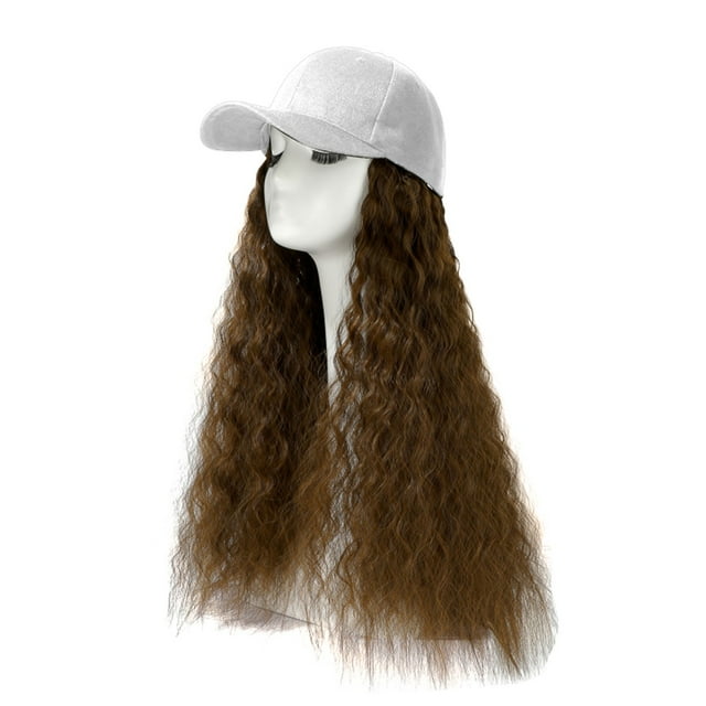 Casquette de Baseball Cheveux Ondulés Coiffure Bouclée Perruque Réglable Chapeau Attaché Cheveux Longs