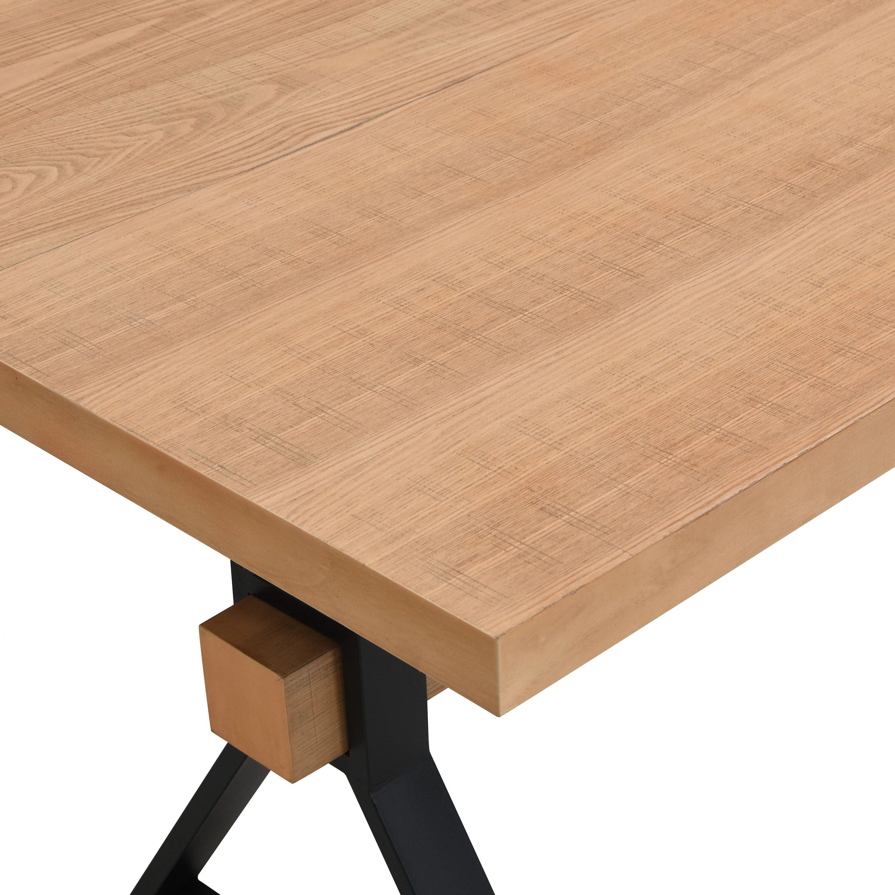 Euroco 63" Wood Rectangular Dining Table for 4-6, Kitchen Table with X-shaped Metal Legs for Kitchen Dining Room,Living Room,Natural