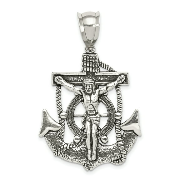 Sterling Silver Antiqued Crucifix Pendant QC8361