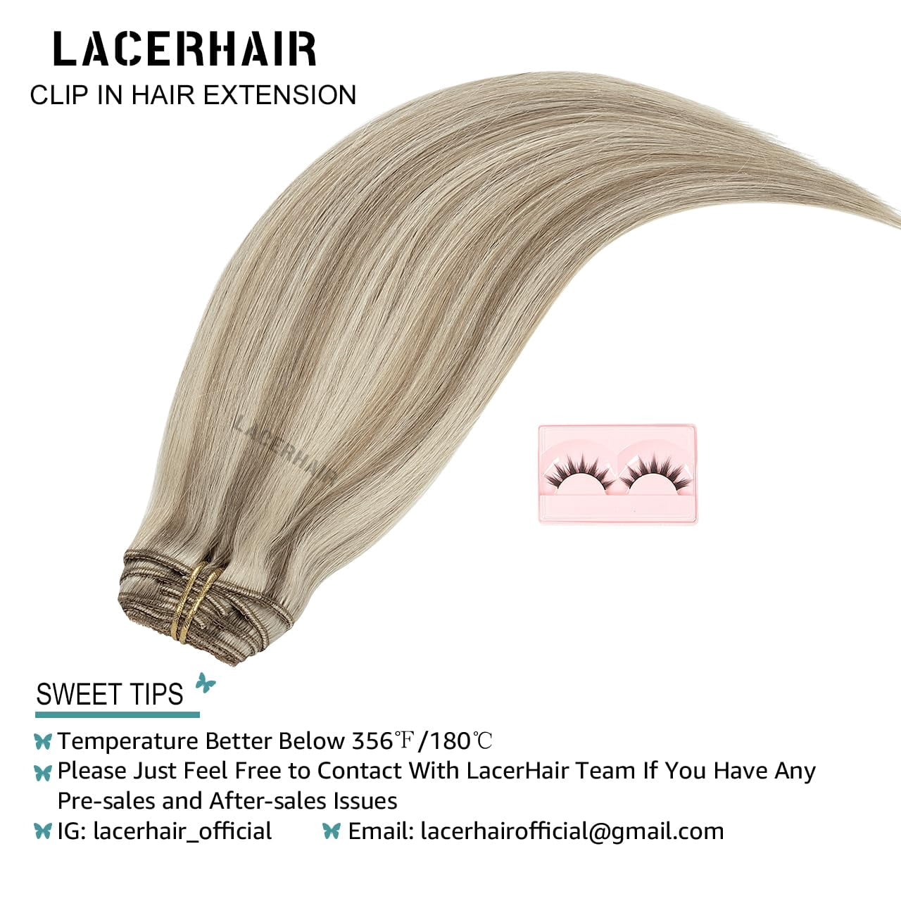 Lacer Clip in Hair Extensions Real Human Hair Golden Blonde Highlight Platinum Blonde Remy Human Hair Extensions Clip ins for Women 14 Inch 120g 7Pcs Natural Human Hair