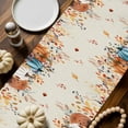 thumbnail image 2 of ERUNPONLY Orange Blue Fall Table Runner - 36 Inch Long Pumpkins Rustic Botanical Thanksgiving Cotton and Linen Blended Dress Scarves Farmhouse Table Runner for Kitchen Dining, Coffee Table, 13" x 36", 2 of 8