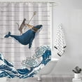 JAWO Cool Cat Shower Curtain – Funny Cat On Unicorn Design, 69x70 Inch, Fabric With Hooks, Waterproof Bathroom Decor