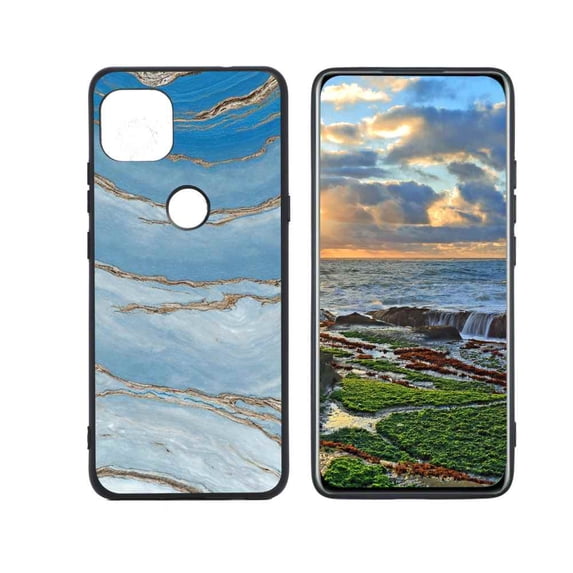 Compatible with Motorola G 5G Phone Case, Blue Marble 44 Case Men Women, Flexible Silicone Shockproof Case for Motorola G 5G