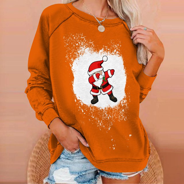 Pntutb Mujer Primavera Otoño Cuello Redondo Manga Larga Estampado De Navidad Suéter Top Pntutb Pntutb-6057