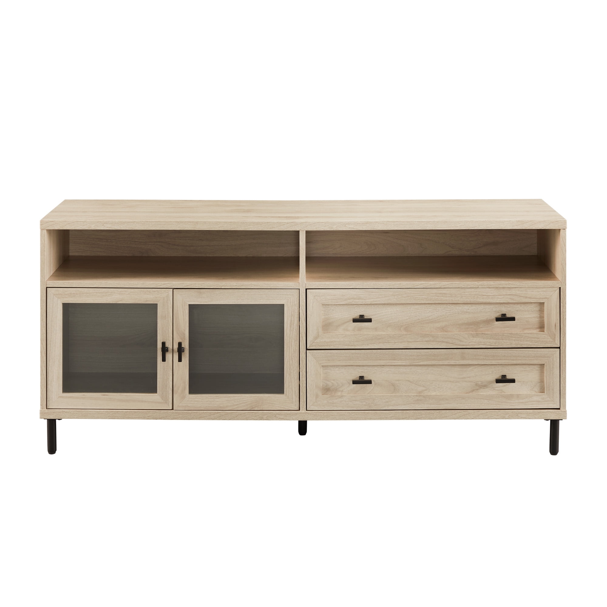 Manor Park Modern Wood and Glass TV Stand for TVs up to 60”, Birch