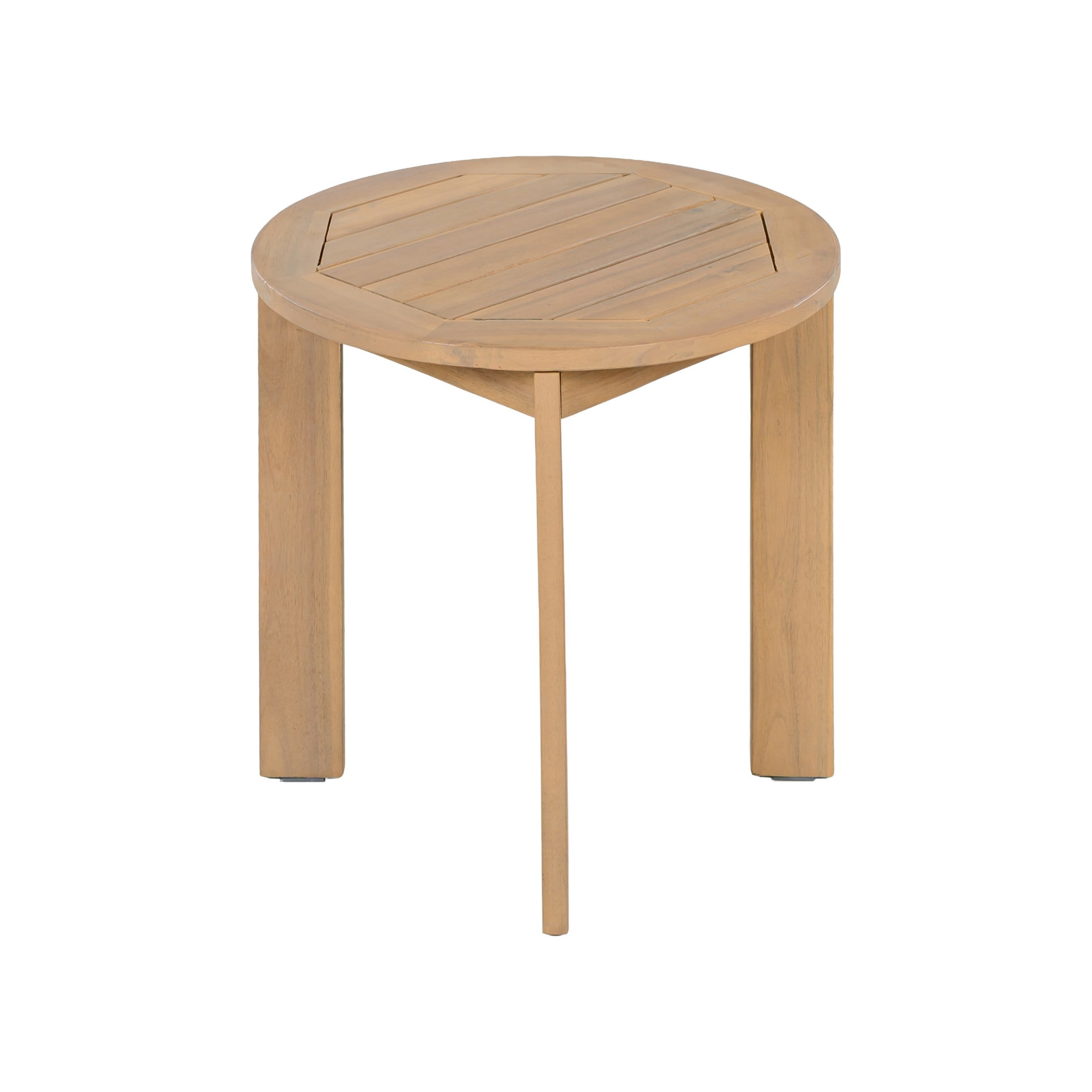 Christopher Knight Home 19.69" Acacia Wood Patio Side Table, Round Slatted Outdoor End Table, Light Teak