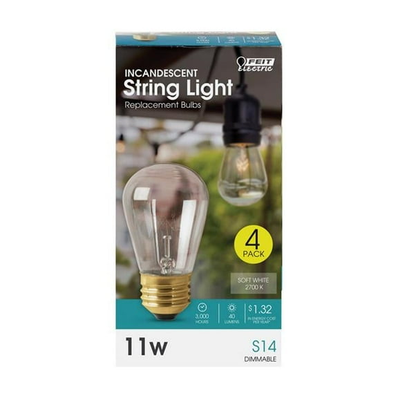 Feit Electric  11W S14 Incandescent Bulb, 40 Lumens - Soft White, 4 per Pack