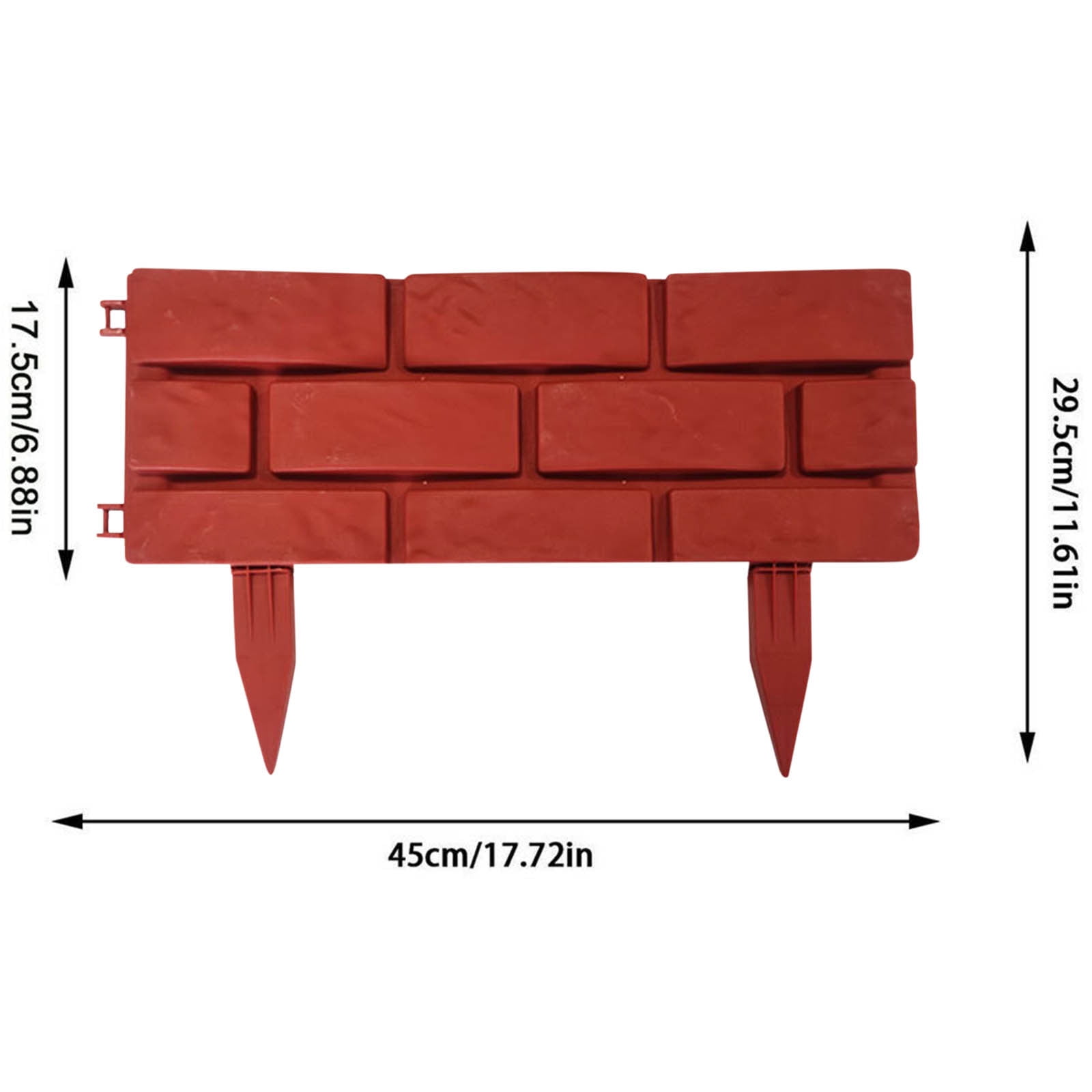 4PCS Plastic Brick Effect Lawn Edging Fence Border for Garden Shrub Path