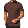 thumbnail image 1 of Camiseta COOFANDY Mock de cuello alto de manga corta de algodón para hombre, marrón, 1 of 6