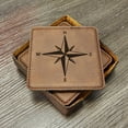 thumbnail image 2 of Compass Nautical Coasters - Handmade Coasters Set of 6 - Engraved Barware Decorations - Leather Bar Decor - Man Cave Father's Day Present, 2 of 4