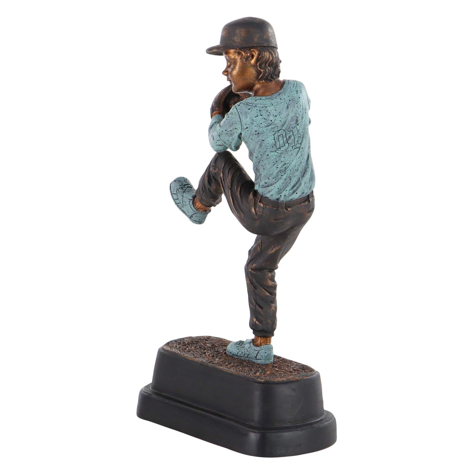 DecMode Traditional Resin Pitching Baseball Player Sculpture, Brown