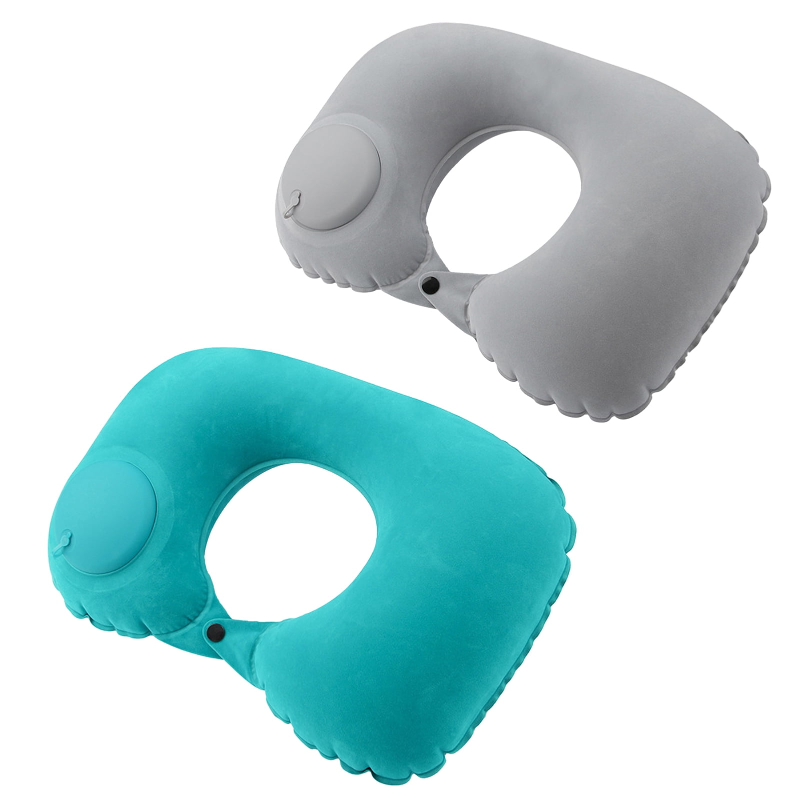 DISHAN Set of 2 UShape Inflatable Neck Pillows Ergonomic Press Type