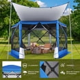 thumbnail image 6 of HOTEEL 12x12ft Outdoor Pop up Gazebo, 6 Sided Camping Canopy Tent with Mesh Windows, Portable Carry Bag, Waterproof, UV 50+, Large Shade Tents for Outdoor Camping, Backyard, Blue, 6 of 12