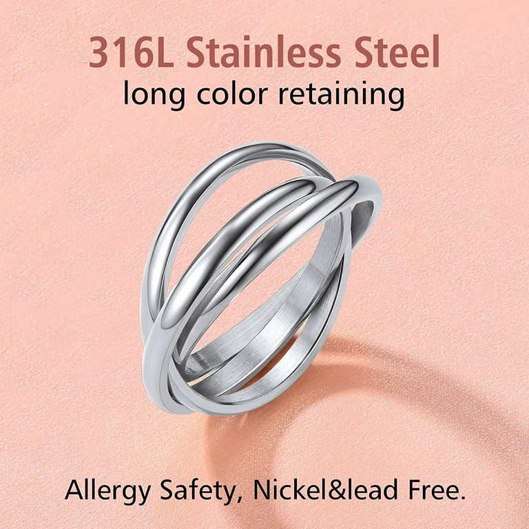 FindChic Triple Band Rings Interlocked Rolling Rings for Women