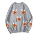 thumbnail image 4 of larppty Womens Oversized Christmas Sweaters Crewneck Reindeer Graphic Knit Long Sleeve Santa Xmas Pullover Sweater (Grey, XXL), 4 of 8