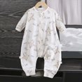 thumbnail image 2 of 9-12 Months Infant Unisex Fall Winter Cartoon Print Romper,Vertical Rib Full Front Zip Long Sleeve Baby Jumpsuit 3 6 9 12 18 Months,Light Purple, 2 of 5