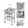 thumbnail image 4 of BeesClover Freestanding 18 Inch Utility Sink, Stainless Steel Single Bowl Design with Cold and Hot Water Pipe, Ideal for Commercial Kitchen and Laundry Room Use, 4 of 6