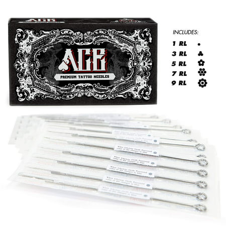 ACE Needles 50 Mixed Assorted Tattoo Needles 6 Sizes - Round Liner 1 3 5 7 9 11 (Best Tattoo Needles For Lining)