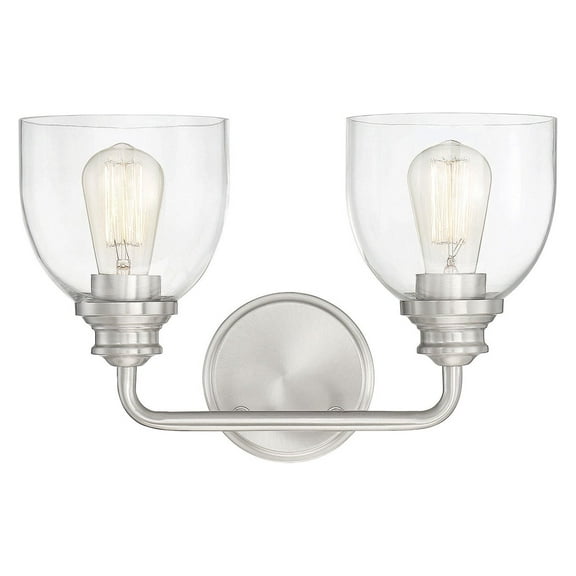 Vale 2-Light Bathroom Vanity Light in Satin Nickel
