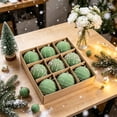 thumbnail image 4 of Hvmvliv 9 Pack Light Green Flocked Christmas Ball Ornaments with Glitter in Gift Box for Xmas Tree Decor, 4 of 6