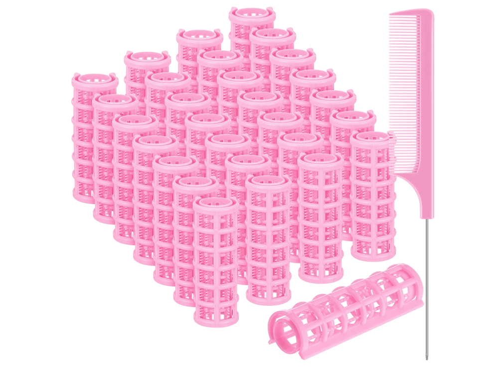 28 Packs Self Grip Plastic Hair Rollers Set, Salon Hair Dressing