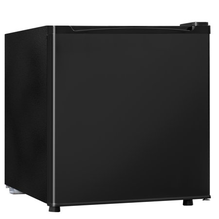 Manastin 1.7 Cubic ft. Toughened Glass Mini Fridge with Freezer, Black