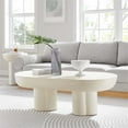thumbnail image 3 of Pemberly Row Contemporary Oval Concrete Coffee Table in White, 3 of 10
