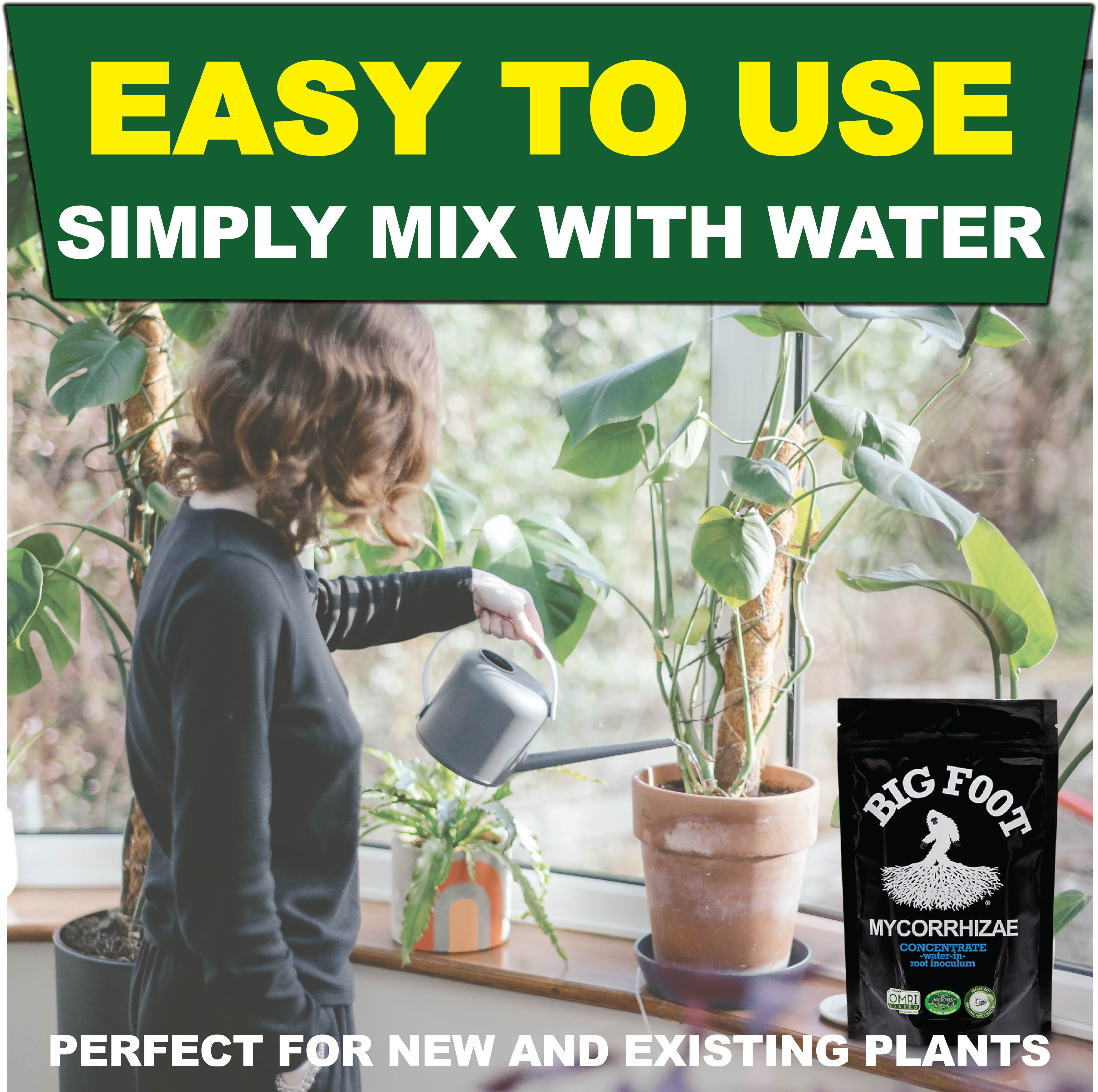 Big Foot Mycorrhizae for Plants, Potted Plants and Gardens - Concentrate Fully Dissolves in Water, Year Round Organic Fertilizer for Root Growth and Healthy Soil - 8 Ounces of Mycorrhizal Inoculant