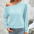 thumbnail image 2 of IROINNID Blouse for Women One-Shoulder Versatile Blouses Long Sleeve Basic Trendy Daily Casual Tops Reduced,Sky Blue, 2 of 8