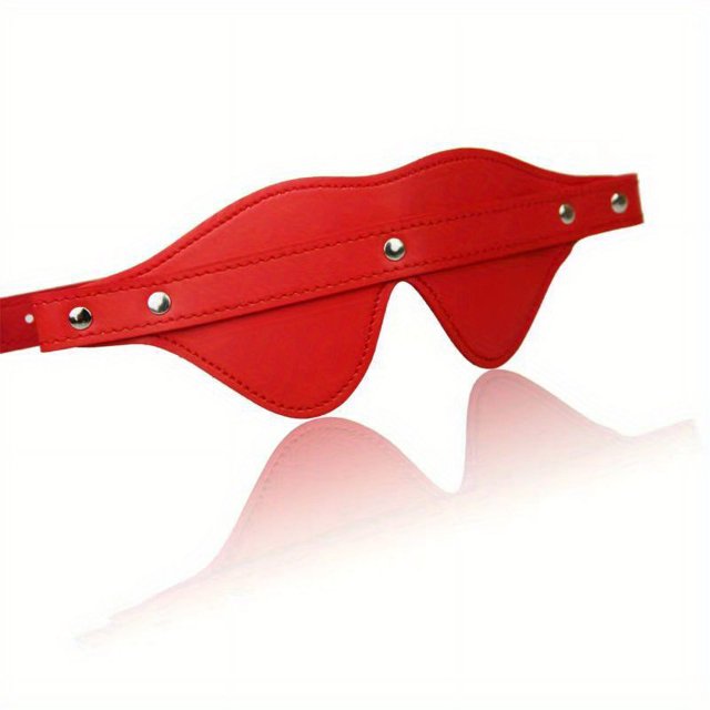 1pc BDSM Adult Erotic Eye Mask Leather Connected Two Half Round Vertical Row 5 Nail Pin Buckle Eye Mask Flirting Sex Toy Adult Supplies