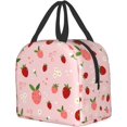 thumbnail image 2 of Faty-T Cute Strawberries And Flowers Reusable Lunch Box  Lunch Bag Cooler Reusable Tote Picnic Bag Container Lunch Box For Adult Women Men, 2 of 18