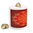 thumbnail image 2 of Mandala Piggy Bank, Ottoman Art Ornament Hand Drawn Oriental Floral Themed Illustration, Ceramic Coin Bank Money Box for Cash Saving, 3.6" X 3.2", Yellow Red, by Ambesonne, 2 of 4