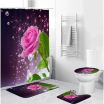 4 Pcs Shower Curtain Sets with Rugs Luxurious Navy Blue Marble Bathroom Sets with Shower Curtain and Rugs Modern Abstract Bathroom Decor Accessories for Bathroom Toilet Lid Cover