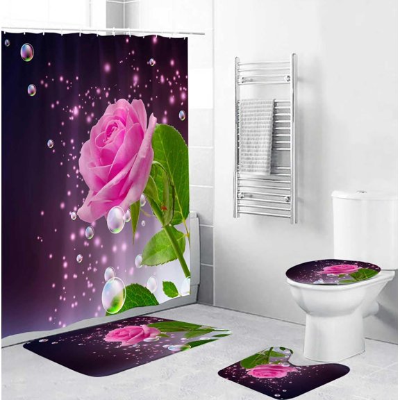 4 Pcs Shower Curtain Sets with Rugs Luxurious Navy Blue Marble Bathroom Sets with Shower Curtain and Rugs Modern Abstract Bathroom Decor Accessories for Bathroom Toilet Lid Cover