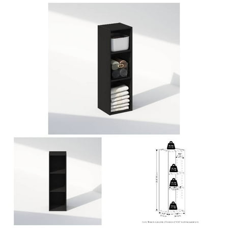 Reed 3-Tier Multipurpose Closet Organizer - 10-Inch Wide Vertical Storage Cabinet | Door/Wall Mount or Freestanding | Blackwood Finish for Bedroom & Closet