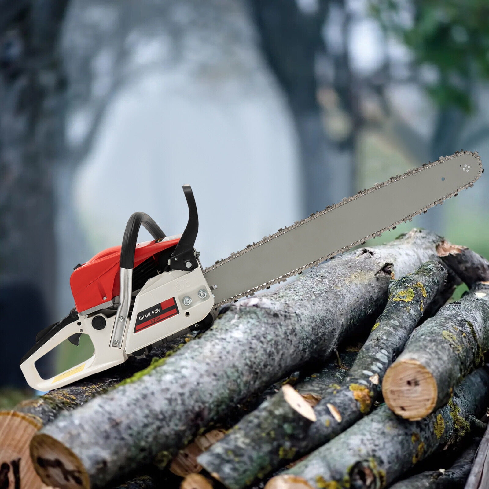 52cc 2 Stroke Gas Powered Chainsaw 22 Inch Handhold Wood Cutter Chain Saw