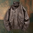 thumbnail image 2 of Fgnfyis Trench Coat Men Mens Solid Color Casual Jacket Leather Motorcycle Style Outerwear for Autumn and Winter Mens Winter Coat Coffee XXL, 2 of 4