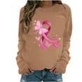 thumbnail image 3 of VKOYWKM Womens Breast Cancer Awareness Tops Pink Ribbon Print T-Shirts Long Sleeve Breast Cancer Survivor Tops Fall Crew Neck Pullover Tees, 3 of 5