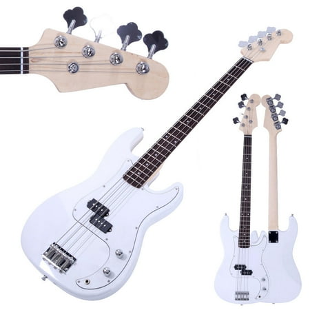 Tension Gold Bass Set GHP White Basswood & Rosewood Thick Strings & Large String Tension Electric Bass Guitar ()