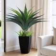 thumbnail image 3 of Artificial Spiked Agave Plant 2.5ft, 30 Inch Tall Fake Aloe Vera Plants in Black Pot, Fake Floor Plant Indoor Outdoor for Front Porch Patio Home Office Door Step Decor 1PCS, 3 of 6