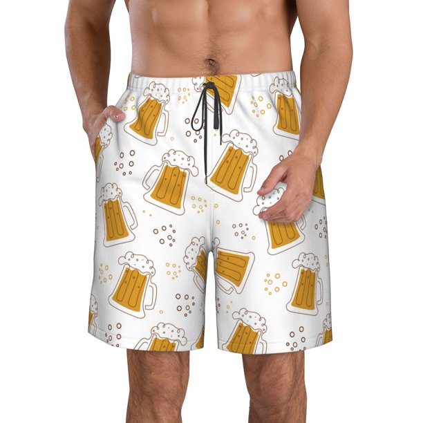 Fotbe Beer Trajes de Baño Estampados para Hombre, Shorts de Verano de Secado Rápido, Ropa de Playa, Bañadores-Small
