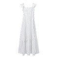 thumbnail image 3 of Niuer Ladies Long Dress Polka Dot Sundress Sleeveless Maxi Dresses Wide Strap Ruffle White 4XL, 3 of 5